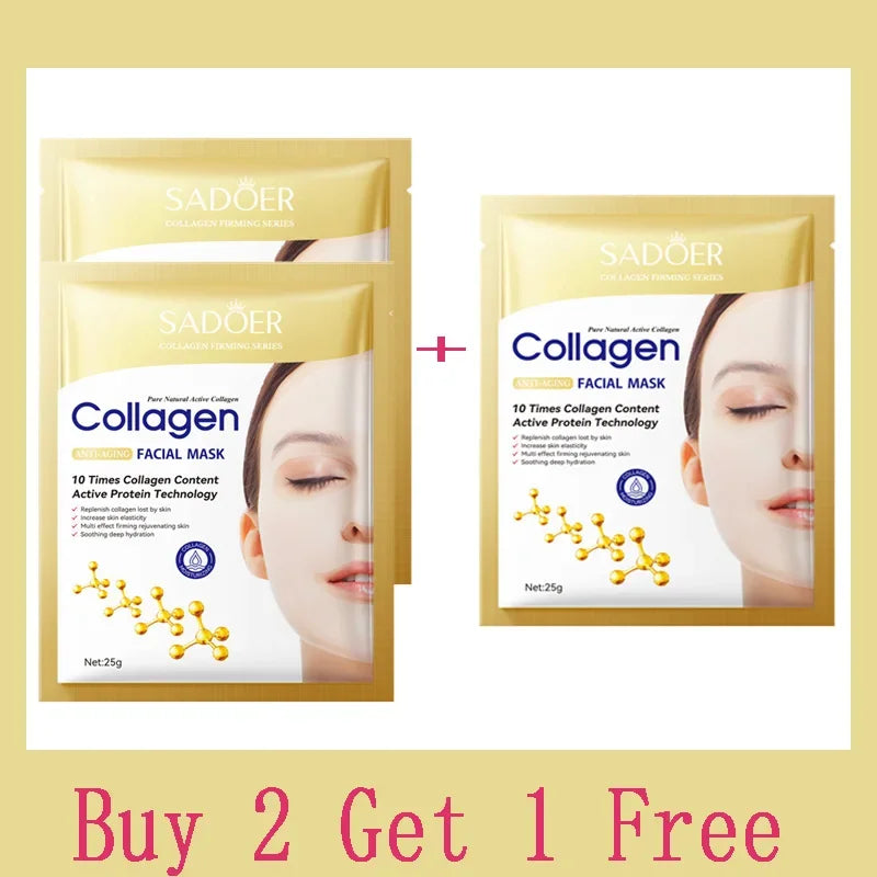 Collagen Anti Wrinkle Facial Mask Anti Aging Fade Fine Lines Firm Skin Moisturizing Brightening SkinCare Korean Cosmetics