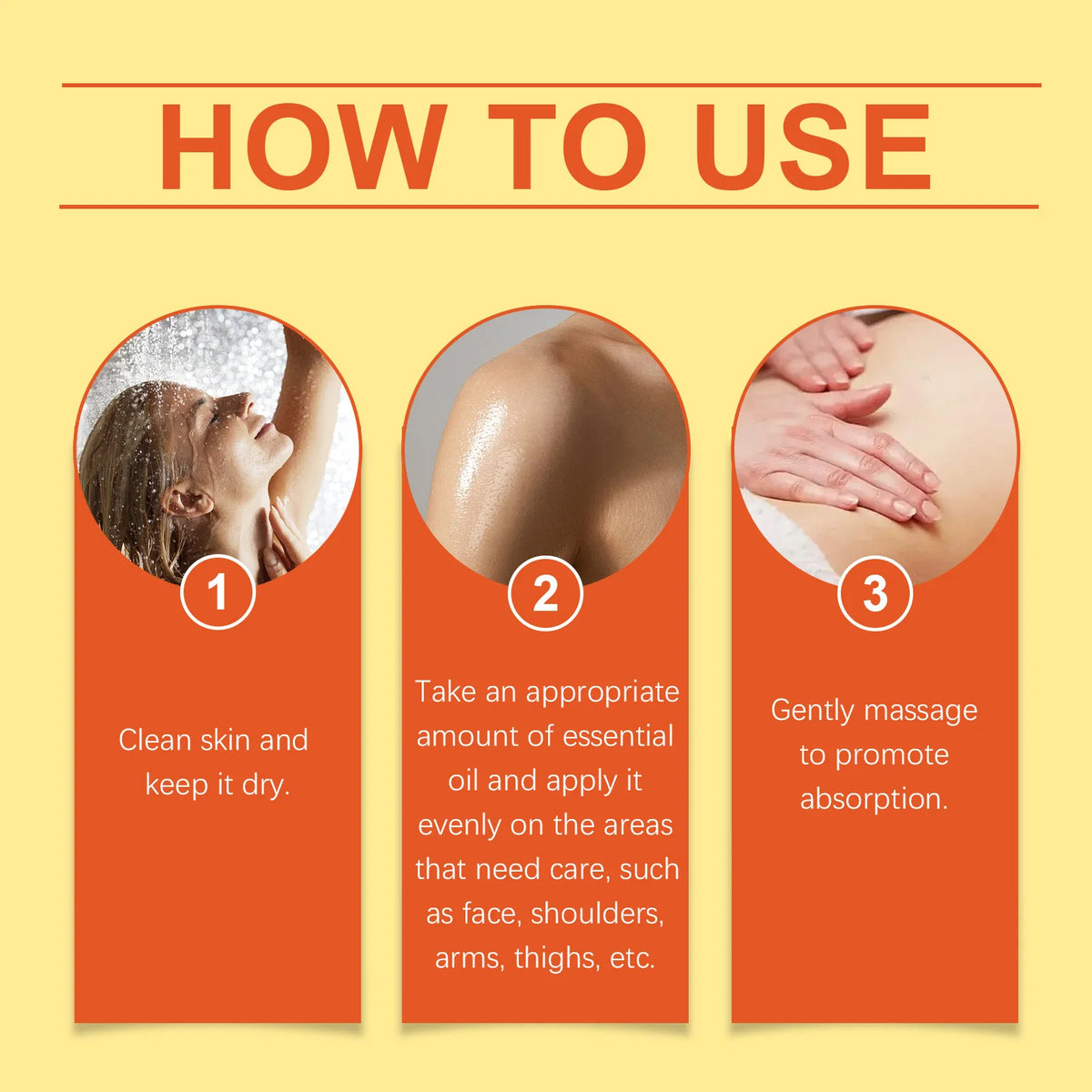Woman with clean, glowing skin under shower, demonstrating skincare routine with turmeric body oil for skin repair and brightness