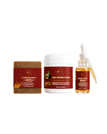 Blisfull Skin Nourish & Glow Trio — Oat Milk Honey Soap, Skin Firming Cream & Dark Spot Serum Bundle | Save 10%